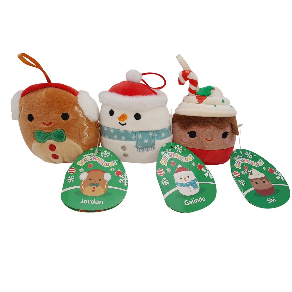 Squishmallows Christmas Ornaments Jordan Galindo Sivi Plush Set of 3 New